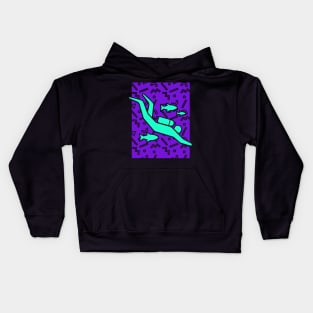 Rad 90s Scuba Diver Pattern Kids Hoodie